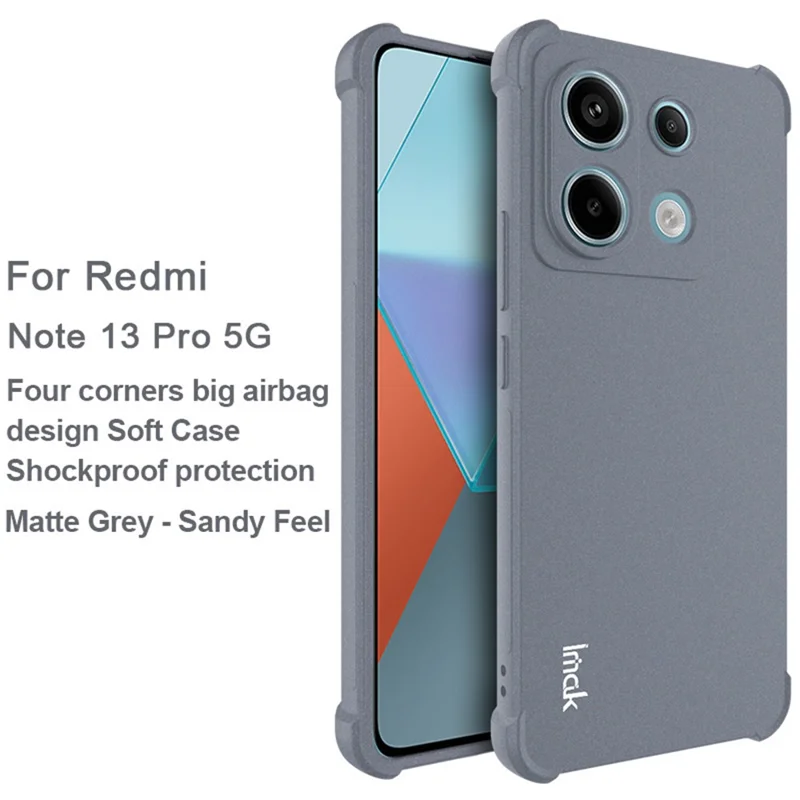 IMAK Custodia per Xiaomi Redmi Note 13 Pro 5G / Poco X6 5G Angoli Rinforzati Cover Opaca - Grigio