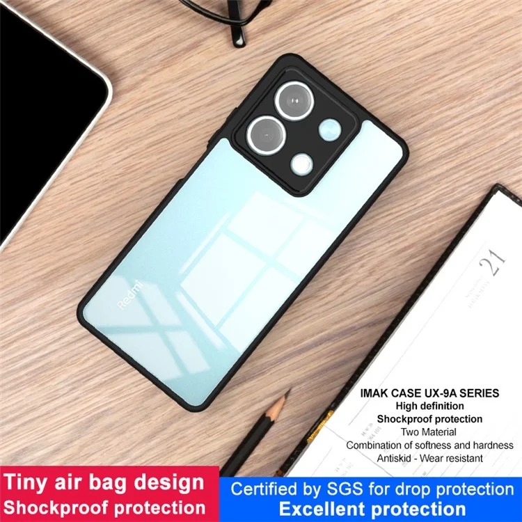 IMAK UX-9A Series pour Xiaomi Redmi Note 13 5G Coque transparente TPU + PC
