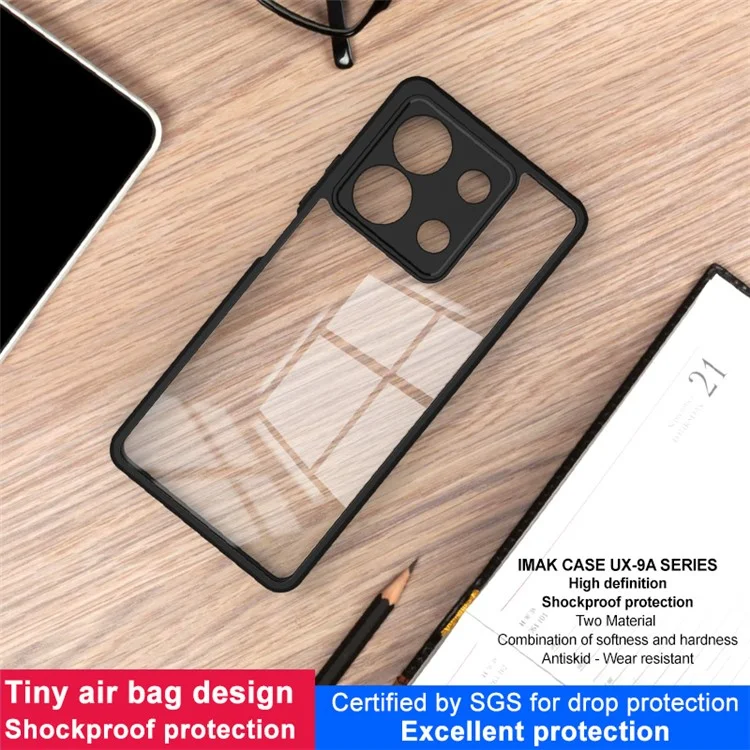 IMAK UX-9A Series pour Xiaomi Redmi Note 13 5G Coque transparente TPU + PC