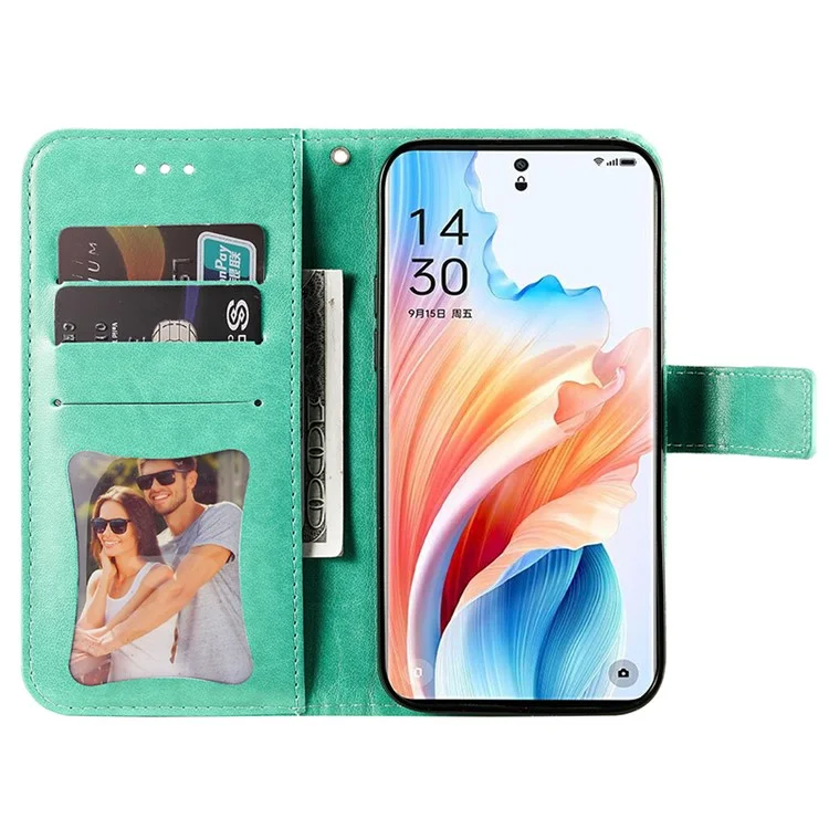 Pour Oppo A2 Pro 5G Étui Support Portefeuille Cuir Housse de Téléphone - Vert