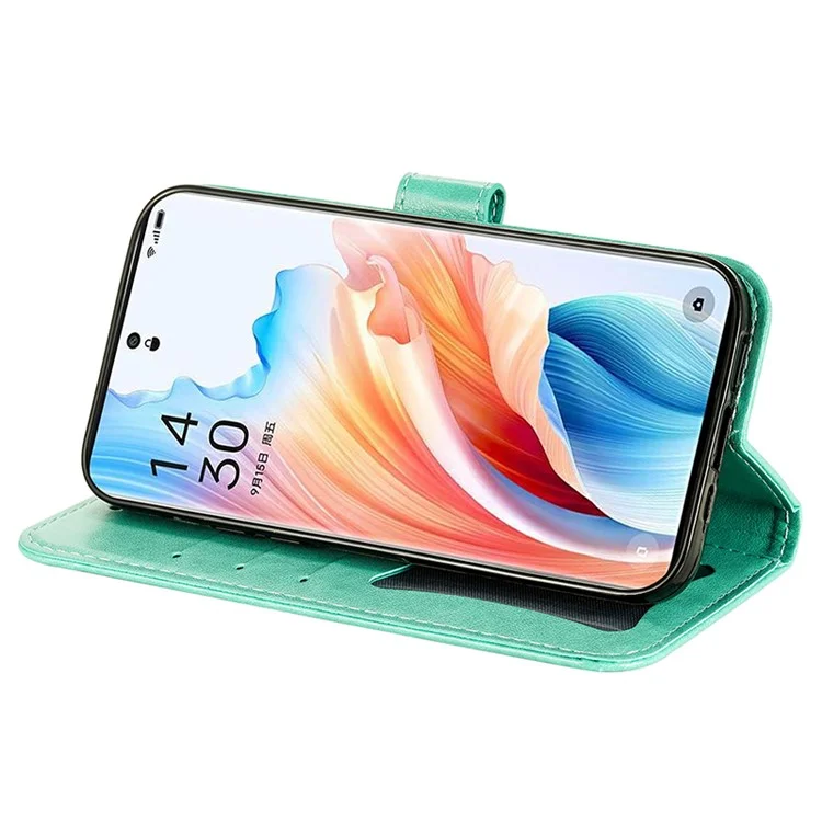 Pour Oppo A2 Pro 5G Étui Support Portefeuille Cuir Housse de Téléphone - Vert