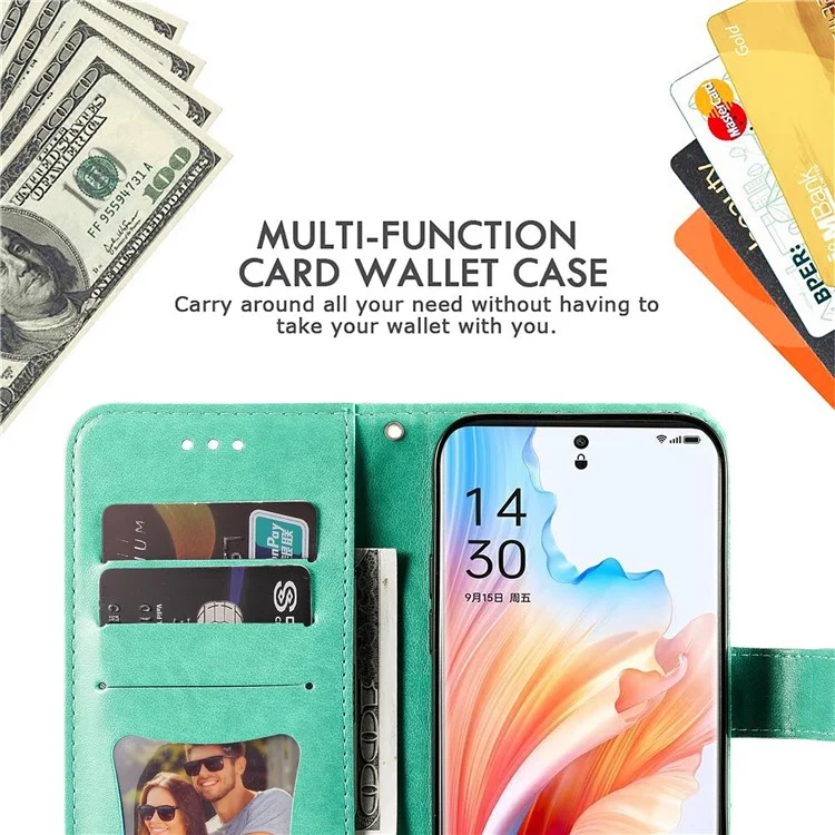 Pour Oppo A2 Pro 5G Étui Support Portefeuille Cuir Housse de Téléphone - Vert