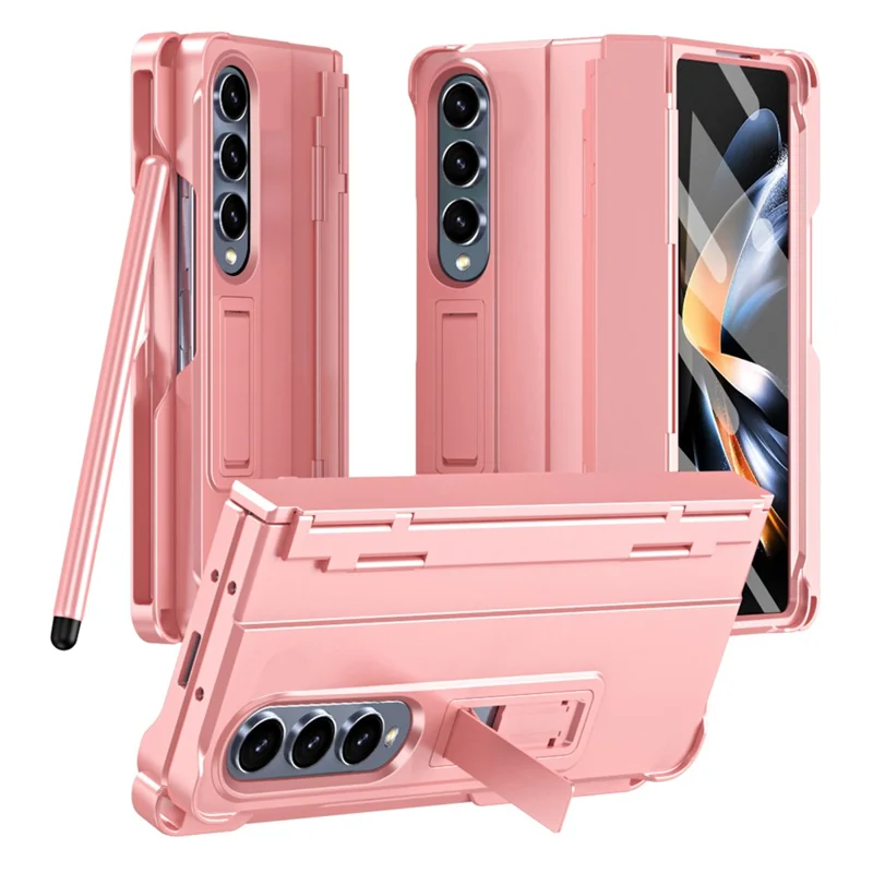 Для Samsung Galaxy Z Fold3 5G Чехол Rubberized PC Phone Cover с защитой экрана / стилусом - розовый