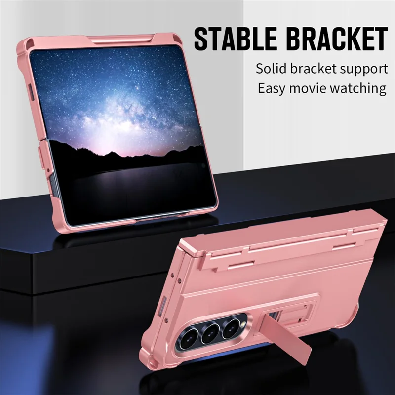 Для Samsung Galaxy Z Fold3 5G Чехол Rubberized PC Phone Cover с защитой экрана / стилусом - розовый