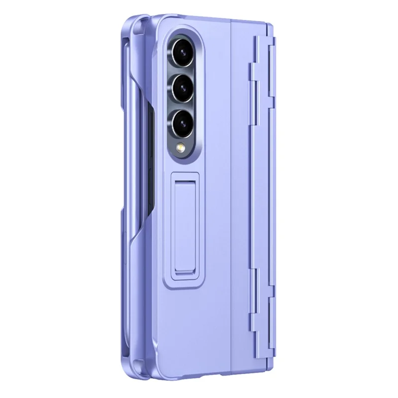 For Samsung Galaxy Z Fold3 5G Case Rubberized PC Phone Cover with Screen Protector / Stylus Pen - Purple