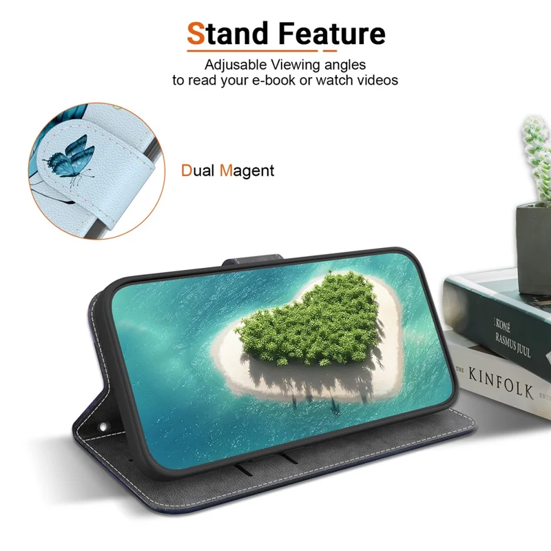 Para Motorola Edge 40 Neo 5G Funda Impresión de Patrones Cuero PU Cubierta de Teléfono - Flor Azul Mariposa