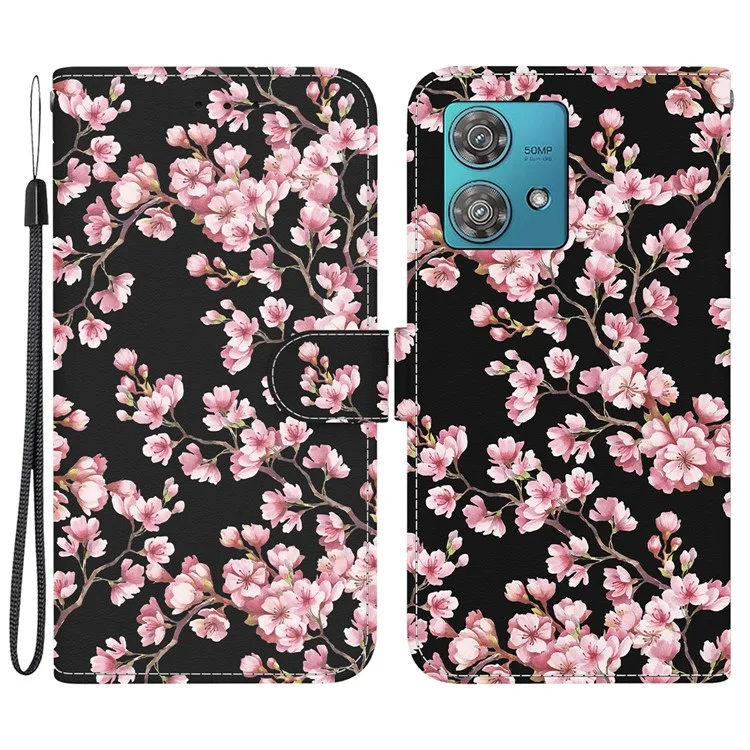 For Motorola Edge 40 Neo 5G Case Pattern Printing PU Leather Phone Cover - Plum Blossom