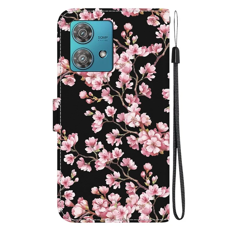 For Motorola Edge 40 Neo 5G Case Pattern Printing PU Leather Phone Cover - Plum Blossom