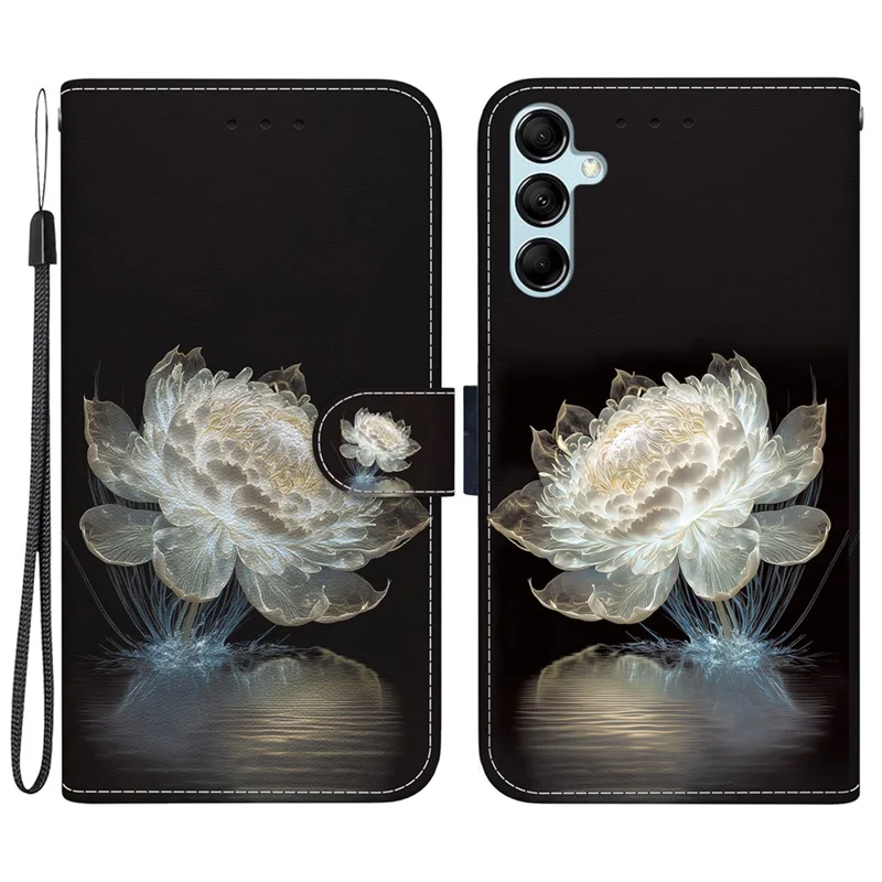 For Samsung Galaxy A15 4G Case 3D Pattern PU Leather Flip Shockproof Cover - Crystal Peony