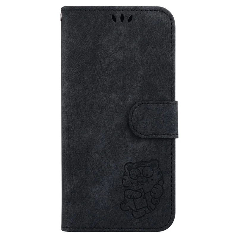 Para el caso del Samsung Galaxy A15 4G Lovely Tiger Imprint Leather Phone Stand Cover - Negro