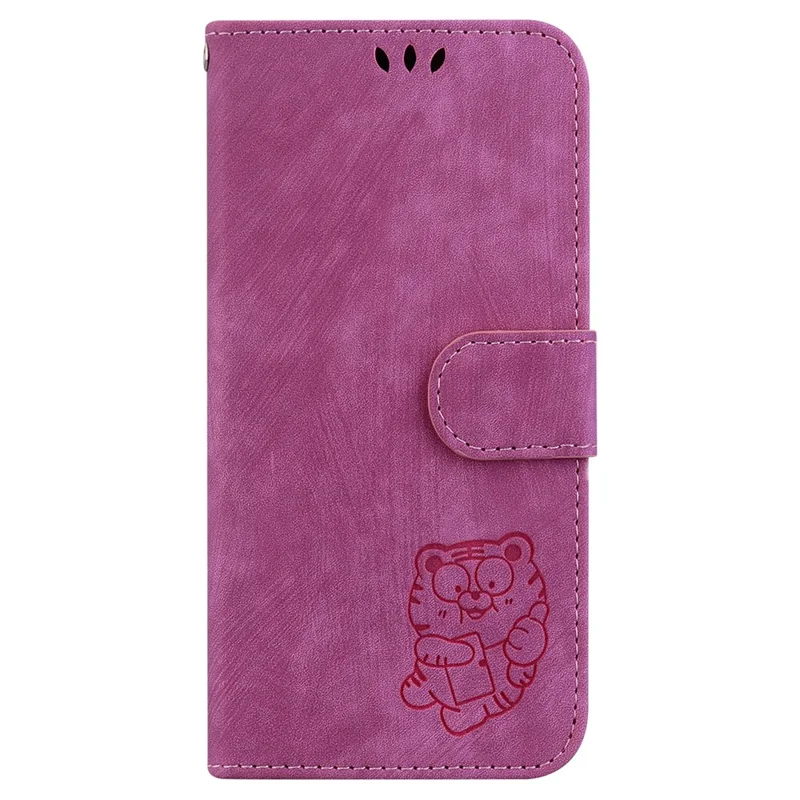 For Motorola Edge 40 Neo 5G Case Tiger Imprint PU Leather Phone Wallet Cover - Rose