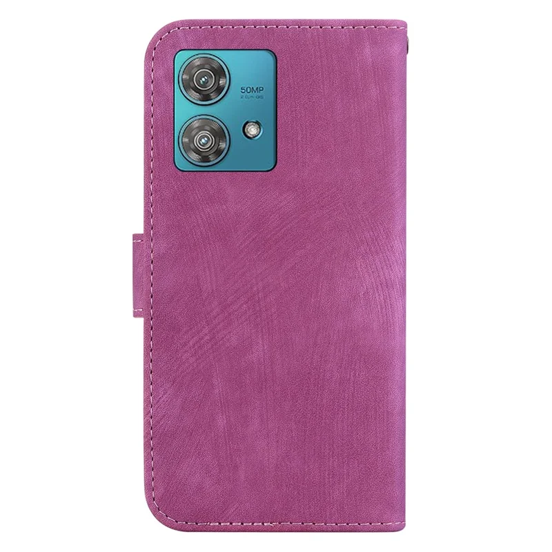 For Motorola Edge 40 Neo 5G Case Tiger Imprint PU Leather Phone Wallet Cover - Rose