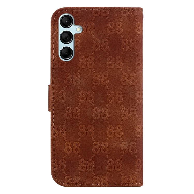 Für Samsung Galaxy A15 4G Hülle Double 8-Form Prägung Leder Stand Handy-Cover - Braun