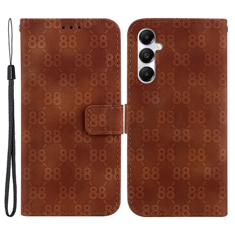 For Samsung Galaxy A05s 4G Case Double 8-Shape Design Leather Anti-shock Phone Cover - Brown