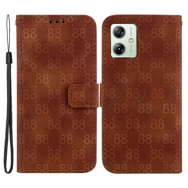 Für Motorola Moto G54 5G Case Geprägte Vollschutz-PU-Leder-Handyhülle - Braun