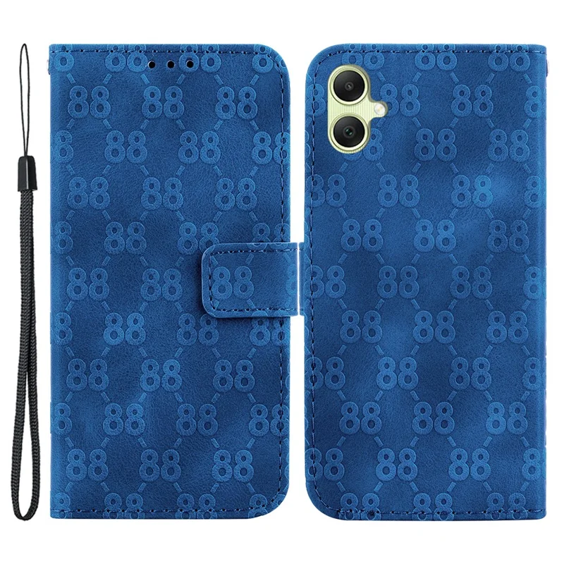 For Samsung Galaxy A05 4G Case Double 8-Shape Design PU Leather Stand Phone Cover - Dark Blue
