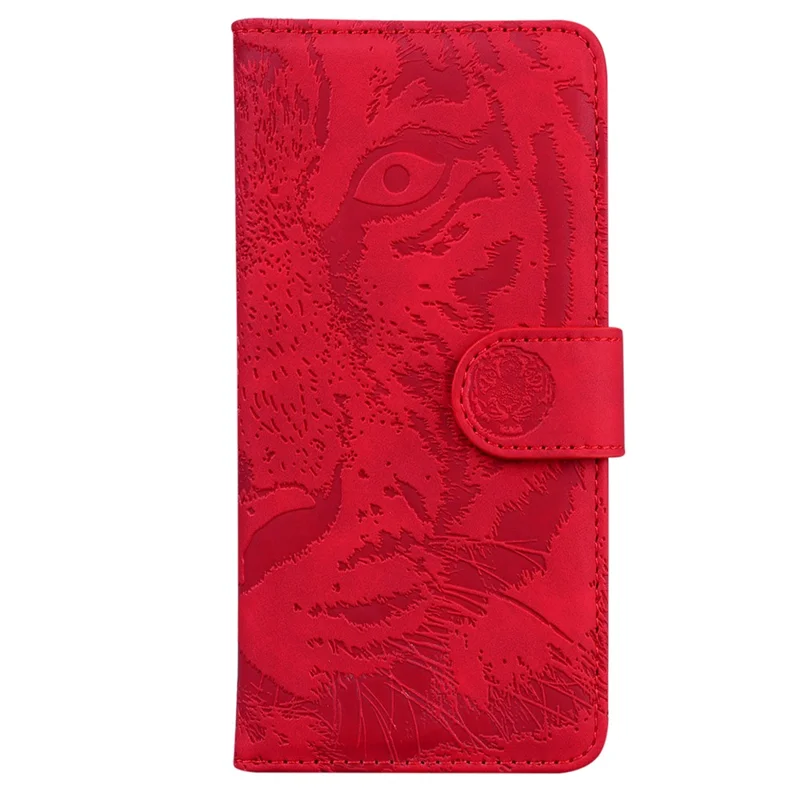 For Motorola Edge 40 Neo 5G Case PU Leather Tiger Imprinted Phone Cover - Red
