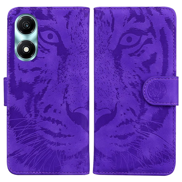 For Honor X5 Plus / Play 40C 5G Capa Carteira com Suporte em Couro - Roxo