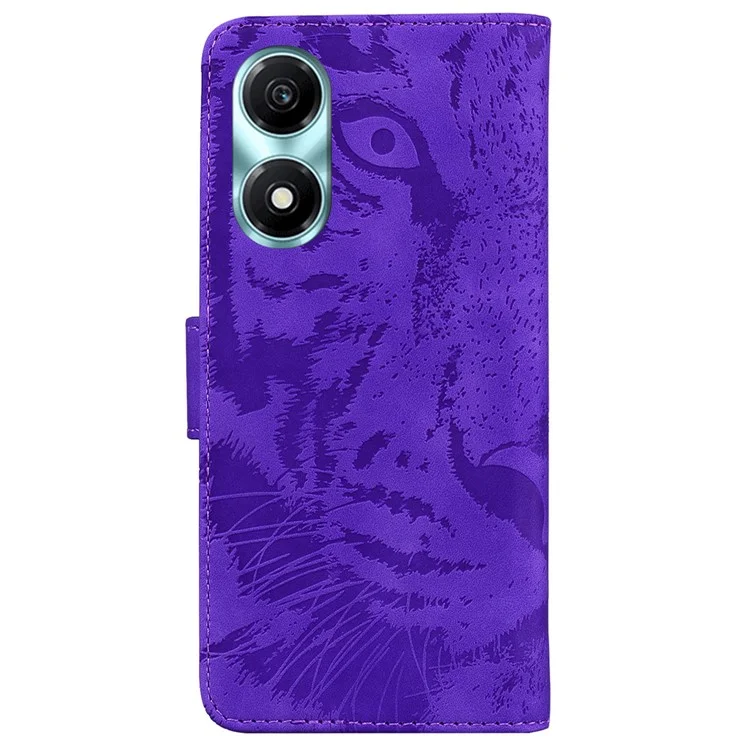 For Honor X5 Plus / Play 40C 5G Capa Carteira com Suporte em Couro - Roxo