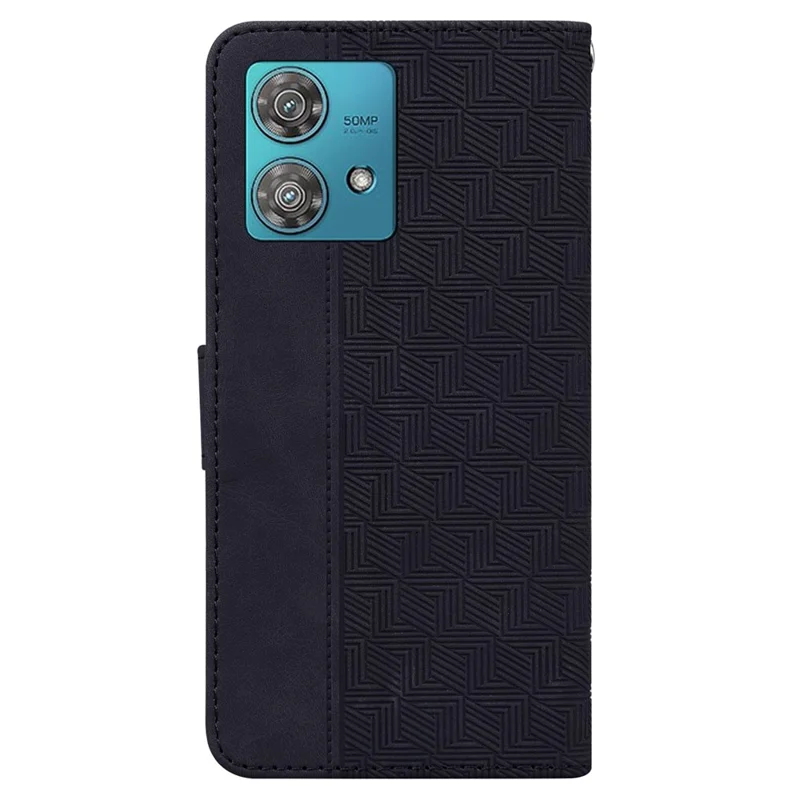 Per Motorola Edge 40 Neo 5G Case PU Leather Wallet Imprinted Phone Cover con Stand - Nero