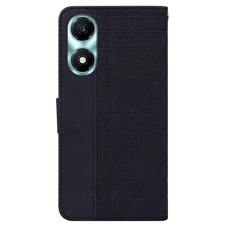 For Honor X5 Plus / Play 40C 5G Funda de Cuero con Estampado para Teléfono Cartera y Soporte - Negro