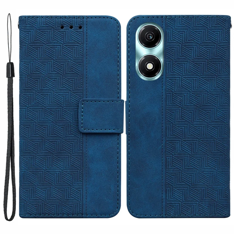 For Honor X5 Plus / Play 40C 5G Leather Case Imprinted Phone Wallet Stand Cover - Blue