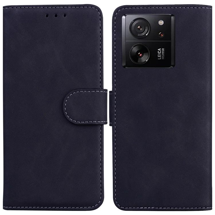 For Xiaomi 13T Pro / 13T / Redmi K60 Ultra Case PU Leather Phone Cover Wallet Solid Color Phone Shell - Black