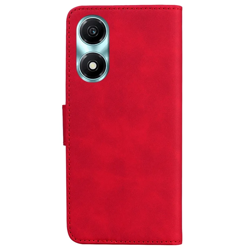 For Honor X5 Plus Case PU Leather Phone Cover Wallet Solid Color Phone Shell - Red