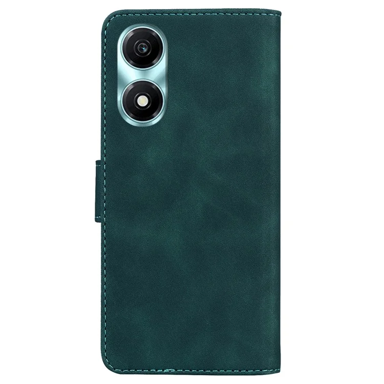 For Honor X5 Plus Case PU Leather Phone Cover Wallet Solid Color Phone Shell - Green