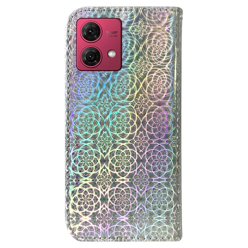 For Motorola Moto G84 5G Case Wallet Leather Cover with Dazzling Flower Pattern - Grey