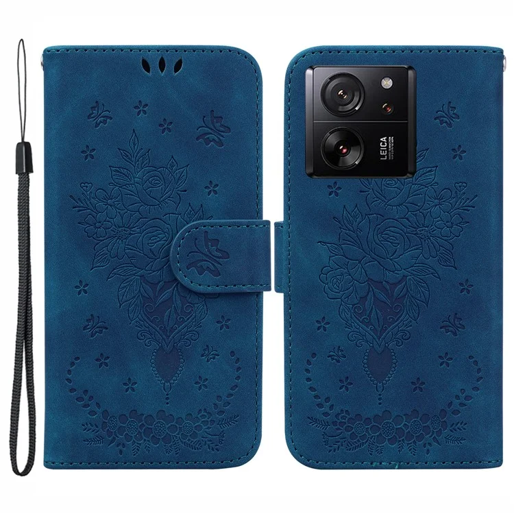 Para Xiaomi 13T Pro / 13T / Redmi K60 Ultra Capa Slim-Fit em Couro PU Capa Magnética para Celular - Azul