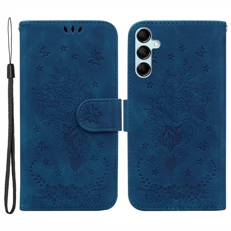 Funda de teléfono con impresión para Samsung Galaxy A15 4G Carcasa de piel sintética con soporte - Azul