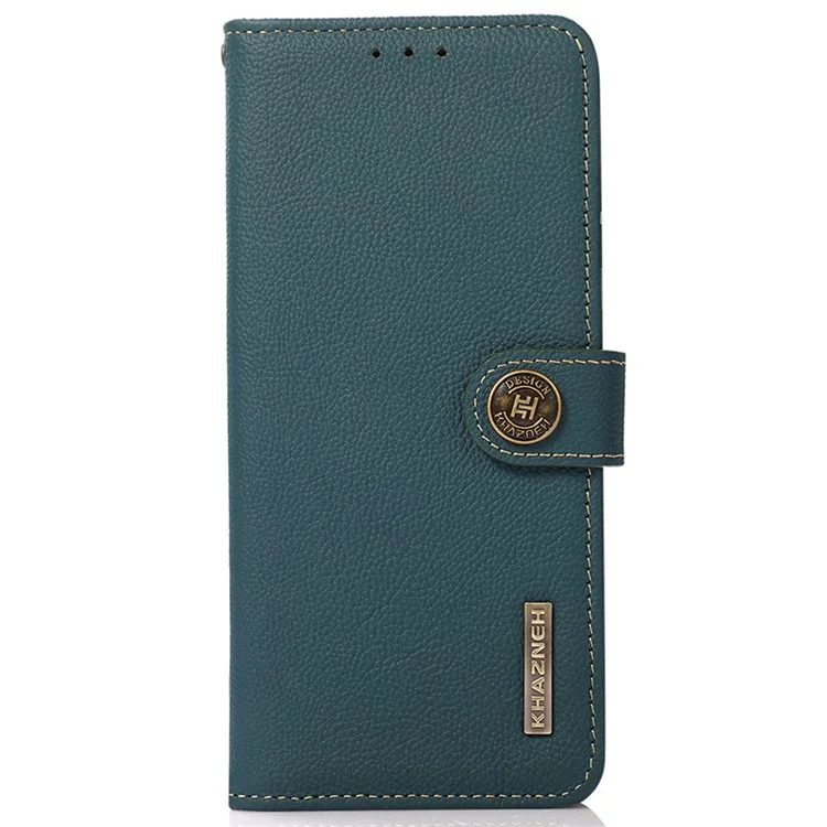KHAZNEH para Samsung Galaxy S25 / S24 Funda RFID Blocking Anti-Shock Genuine Cow Leather Phone Case - Verde