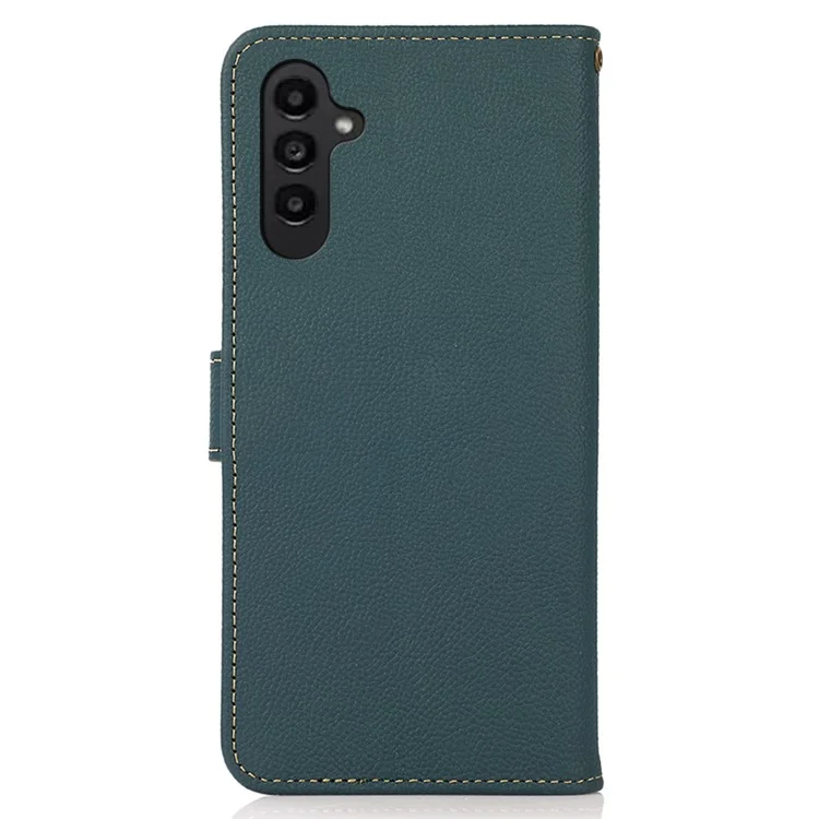 KHAZNEH para Samsung Galaxy S25 / S24 Funda RFID Blocking Anti-Shock Genuine Cow Leather Phone Case - Verde