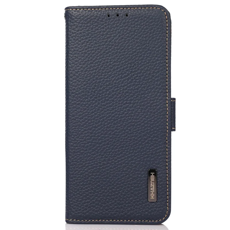 KHAZNEH For Samsung Galaxy S25 / S24 Case Genuine Cow Leather Wallet Phone Drop-Proof Cover - Blue