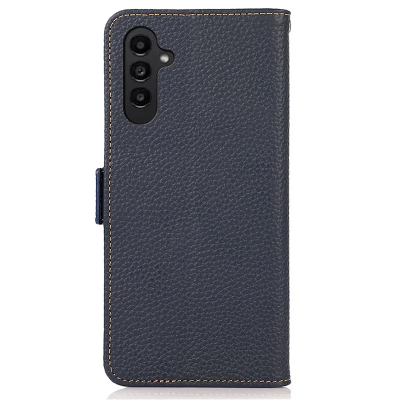 KHAZNEH For Samsung Galaxy S25 / S24 Case Genuine Cow Leather Wallet Phone Drop-Proof Cover - Blue