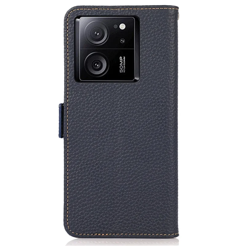 KHAZNEH For Xiaomi 13T Pro / 13T / Redmi K60 Ultra Case Genuine Cow Leather Cell Phone Cover Wallet with RFID Blocking - Blue