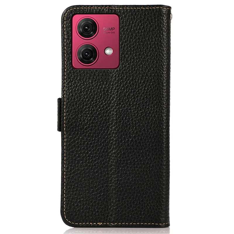 KHAZNEH per Motorola Moto G84 5G Case Genuine Pelle di Mucca Portafoglio Anti-Graffio Custodia per Telefono - Nero