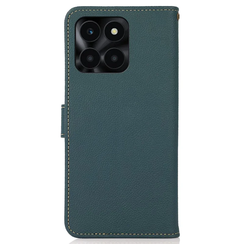 KHAZNEH For Honor X6a 4G Case Genuine Cow Leather RFID Blocking Stand Phone Cover - Verde