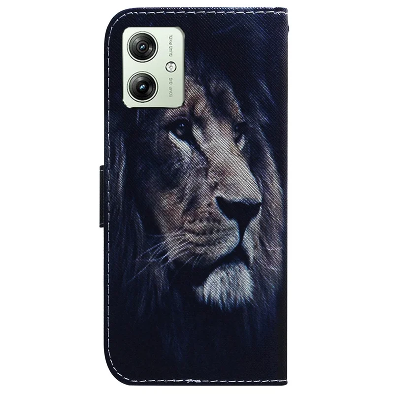 Para Motorola Moto G54 5G Case Pattern Printing PU Leather Stand Anti-fall Phone Cover - Leão