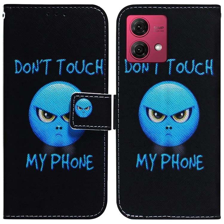 For Motorola Moto G84 5G Case Pattern Printing PU Leather Flip Wallet Phone Cover - Don't Touch My Phone
