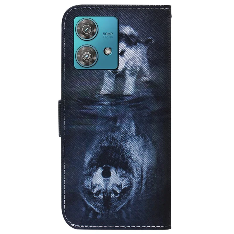 For Motorola Edge 40 Neo 5G Case Pattern Printing Folio PU Leather Phone Cover - Dog and Wolf