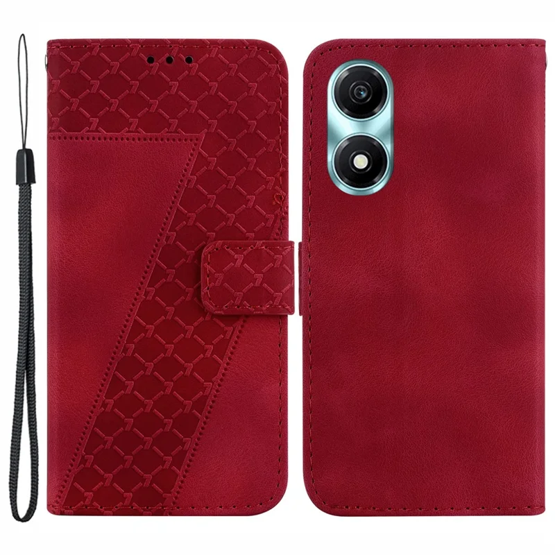 Чехол для телефона For Honor X5 Plus / Play 40C 5G с защитой от ударов, из кожи с бумажником и подставкой - красный