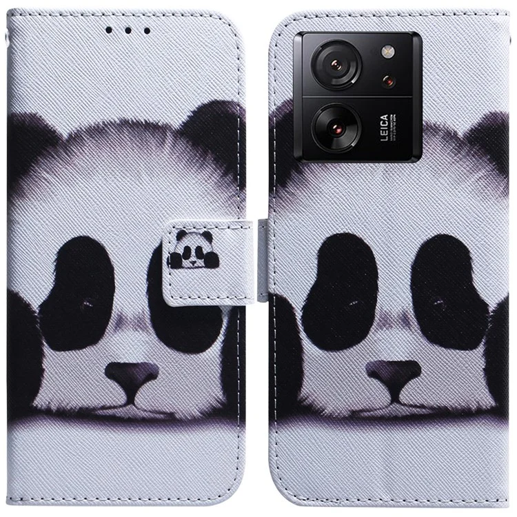For Xiaomi Redmi K60 Ultra / 13T / 13T Pro Case PU Leather Stand Pattern Printing Phone Cover - Panda