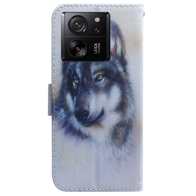 For Xiaomi Redmi K60 Ultra / 13T / 13T Pro Case PU Leather Stand Pattern Printing Phone Cover - Wolf