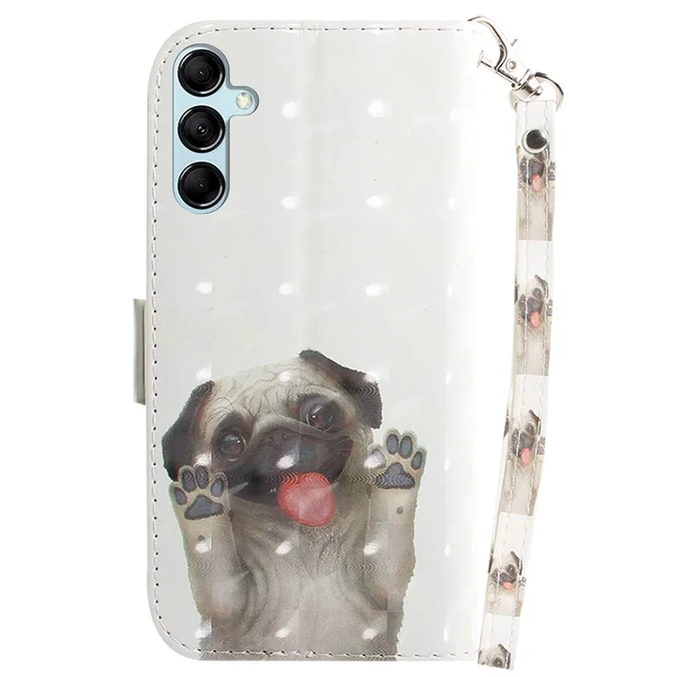 Für Samsung Galaxy A15 4G Hülle 3D-Muster bedruckt Lederüberzug Anti-Fall Handy-Cover - Mops