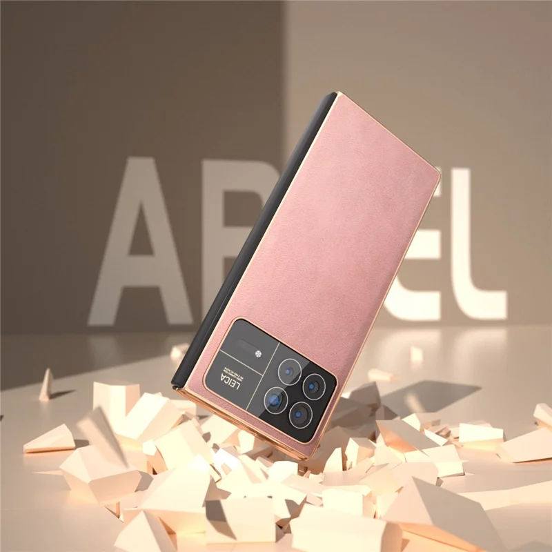 For Xiaomi Mix Fold 3 5G Case PU Leather+PC Electroplating Shockproof Phone Cover - Pink