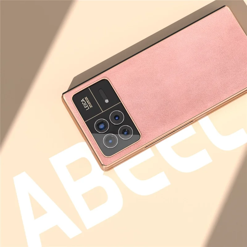 For Xiaomi Mix Fold 3 5G Case PU Leather+PC Electroplating Shockproof Phone Cover - Pink