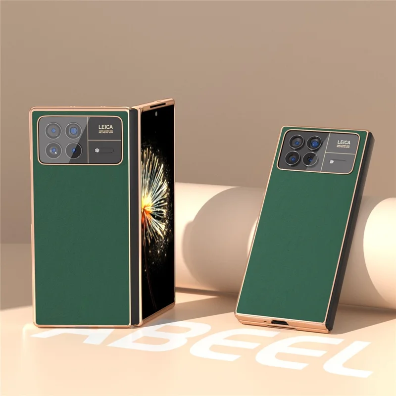 For Xiaomi Mix Fold 3 5G Case Soft-touch Genuine Cow Leather+PC Phone Cover - Green