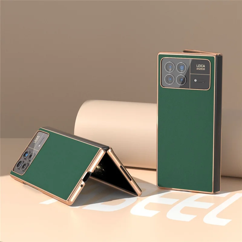For Xiaomi Mix Fold 3 5G Case Soft-touch Genuine Cow Leather+PC Phone Cover - Green